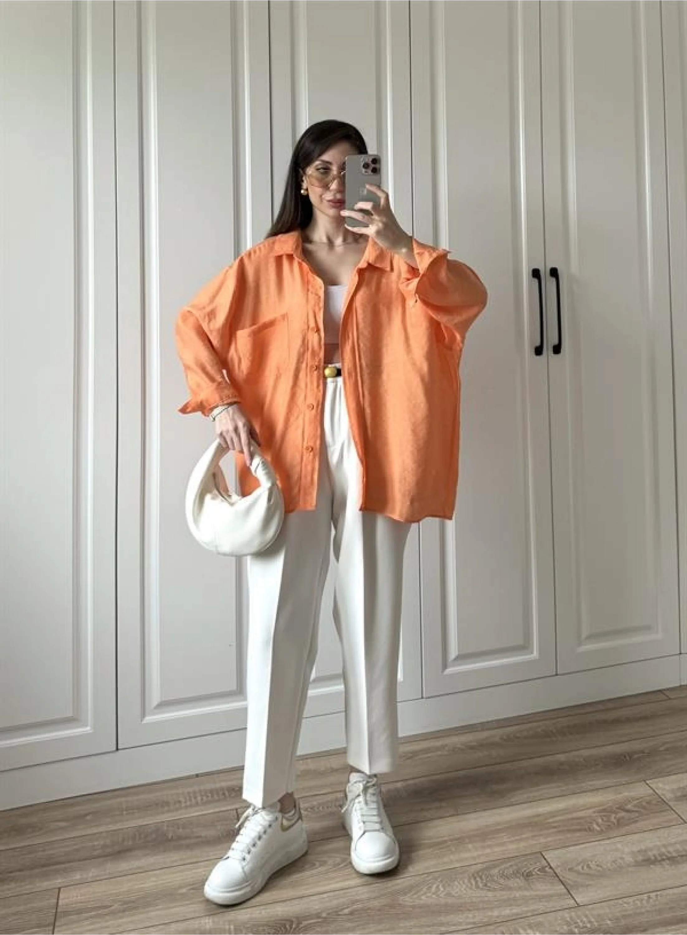 Orange Oversize Tensel Gömlek
