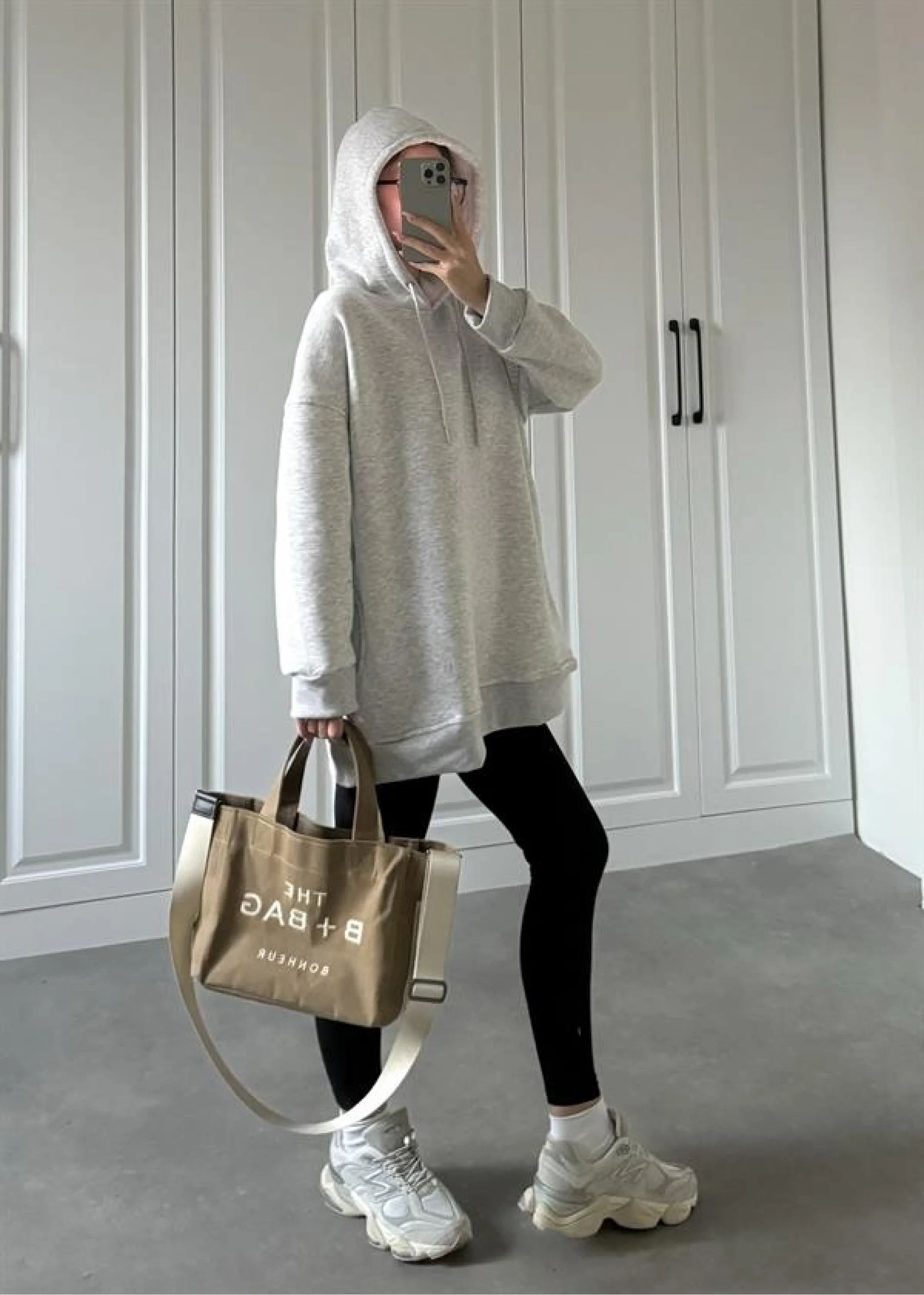 Oversize Üç İplik Şardonlu Gri Sweatshirt