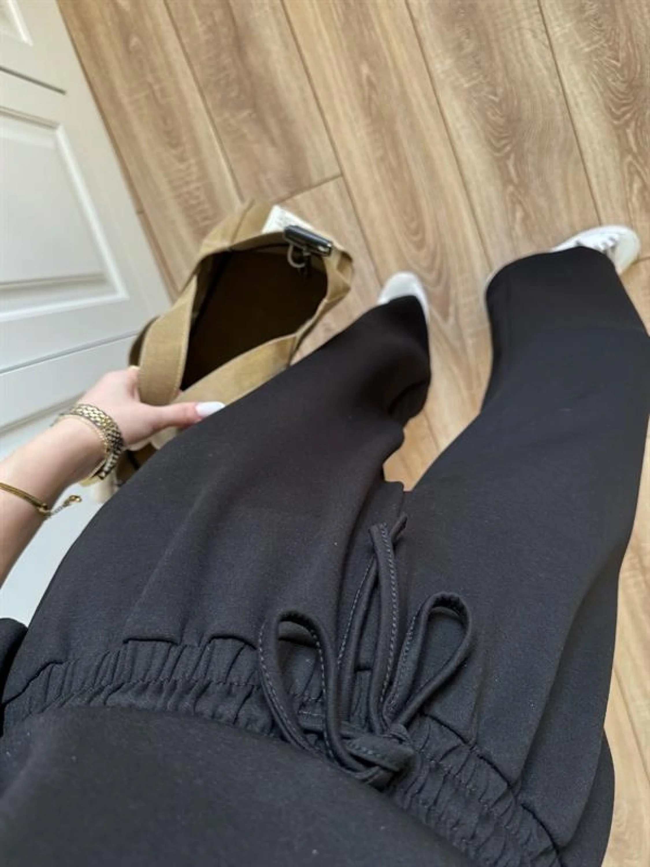 Oysh Moda Kumaş Siyah Basic Kısakollu Takım
