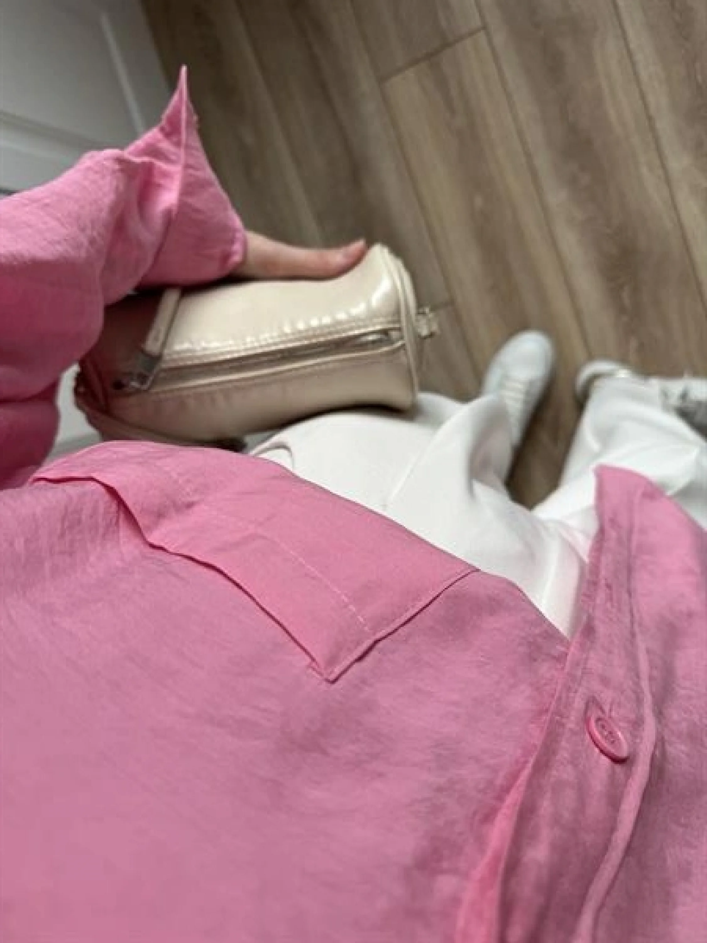 Pembe Oversize Tensel Gömlek