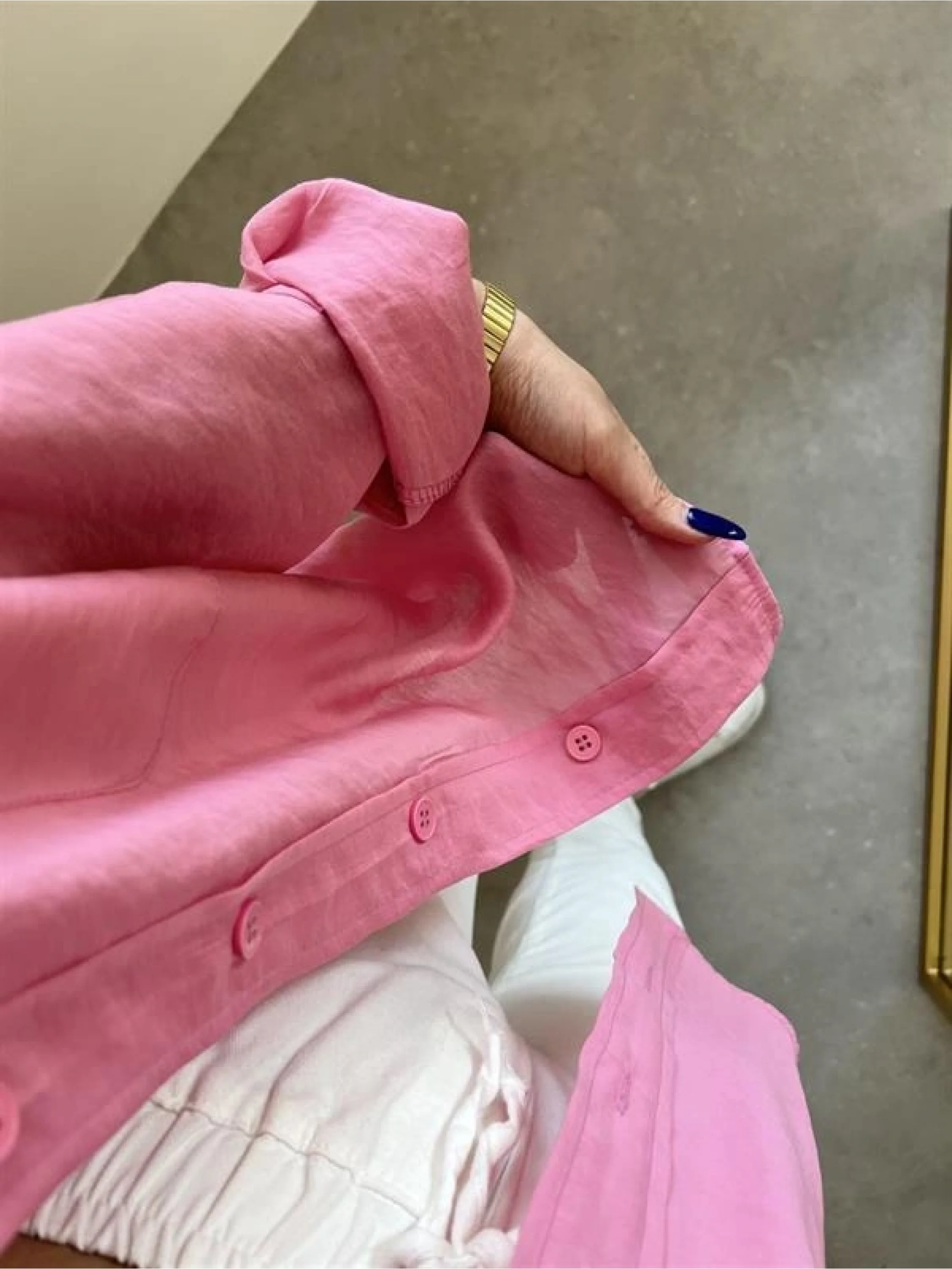 Pembe Oversize Tensel Gömlek