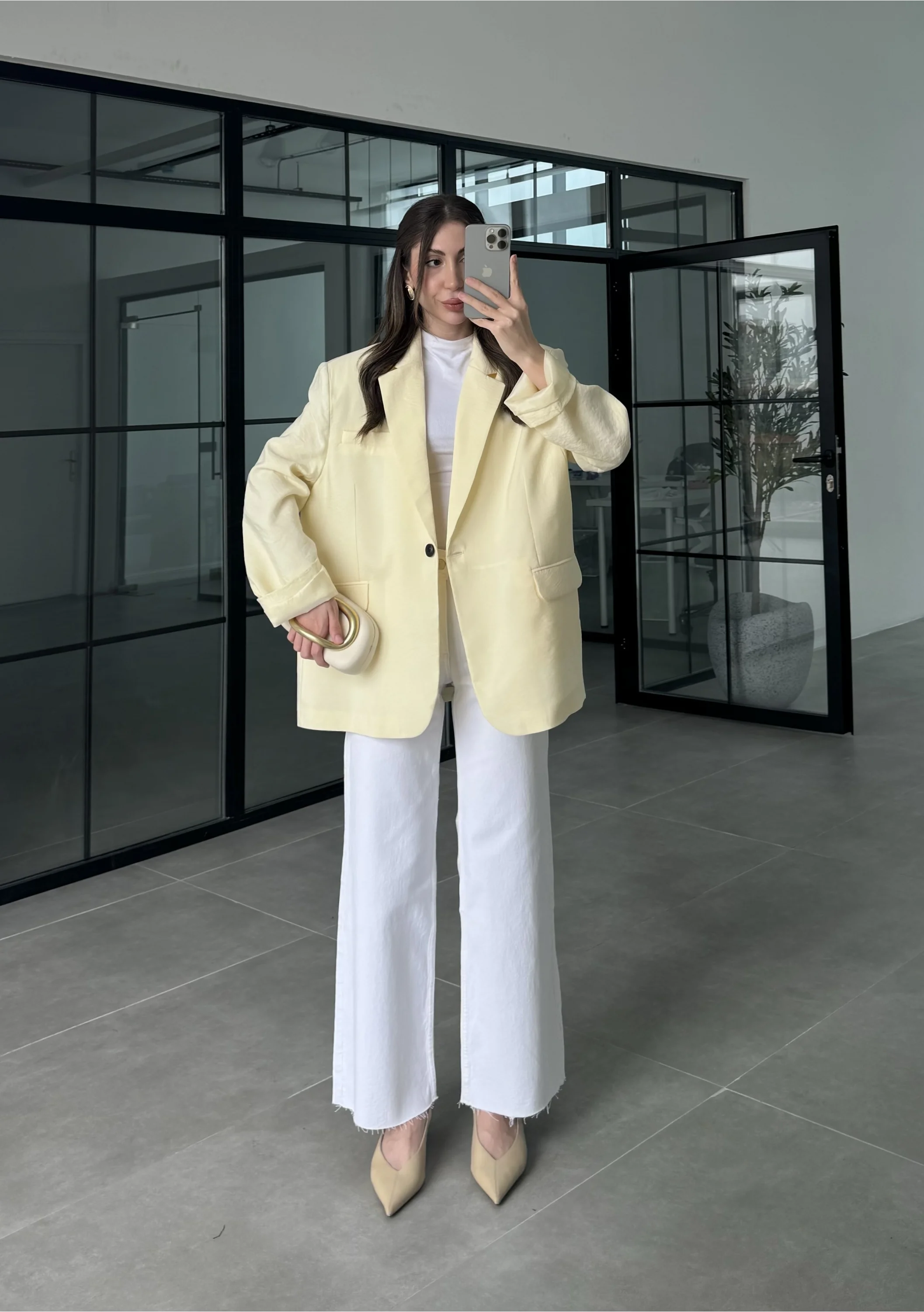 Perla Premium Tensel Sarı Ceket