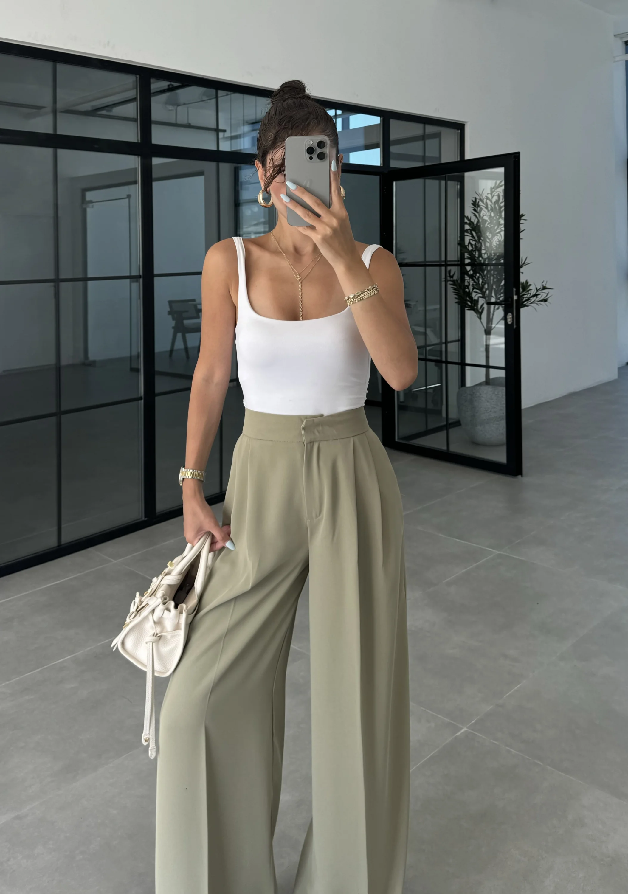 Pinterest Basic Palazzo Kumaş Mint Pantolon