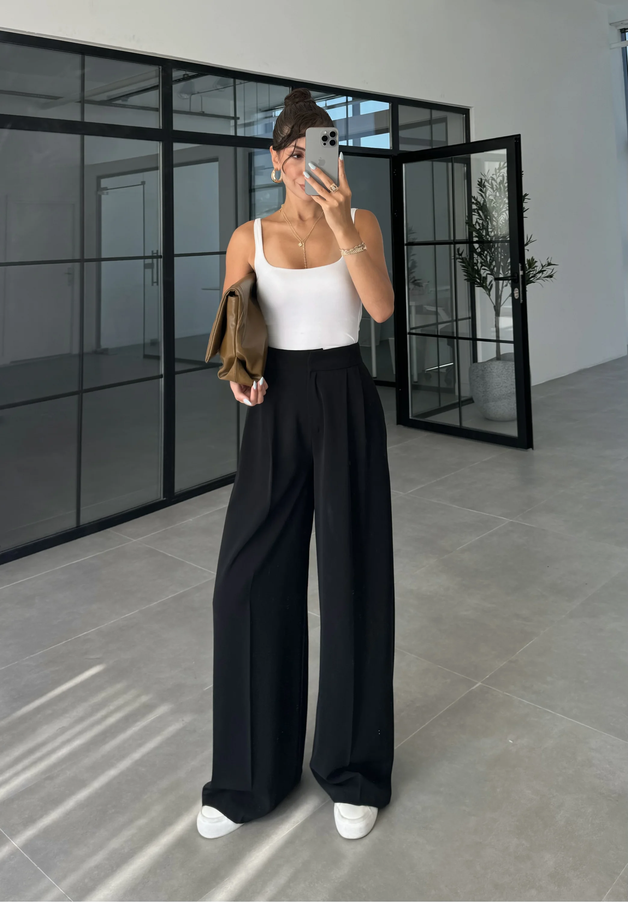 Pinterest Basic Palazzo Kumaş Siyah Pantolon