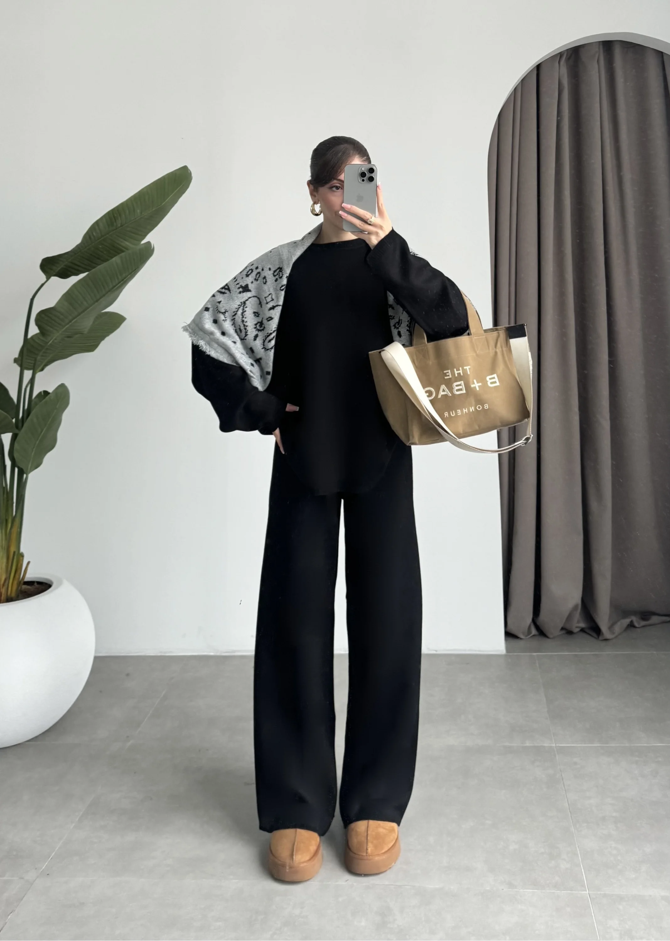 Pinterest Basic Siyah Triko Takım