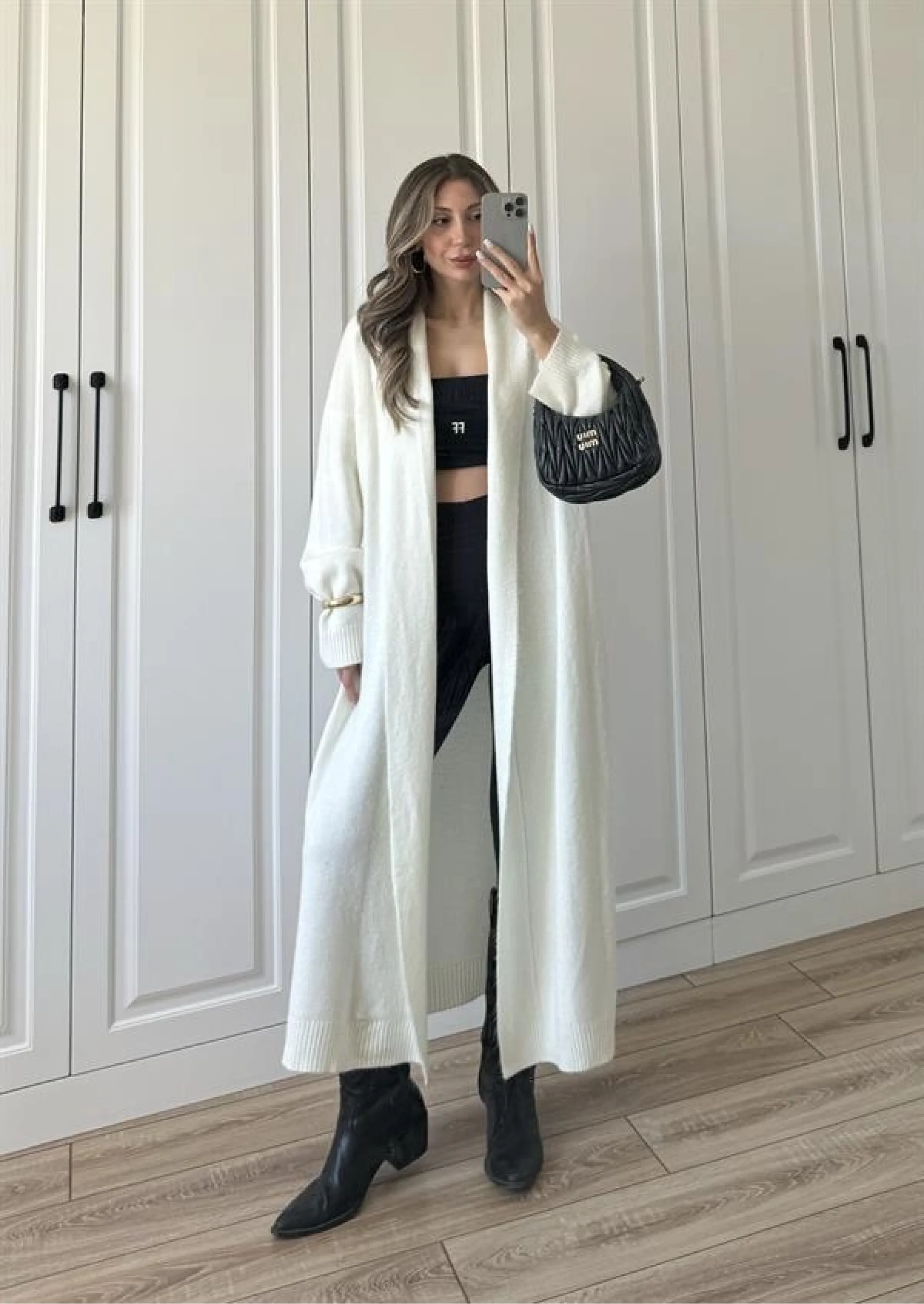 Pinterest Ekru Uzun Triko Hırka
