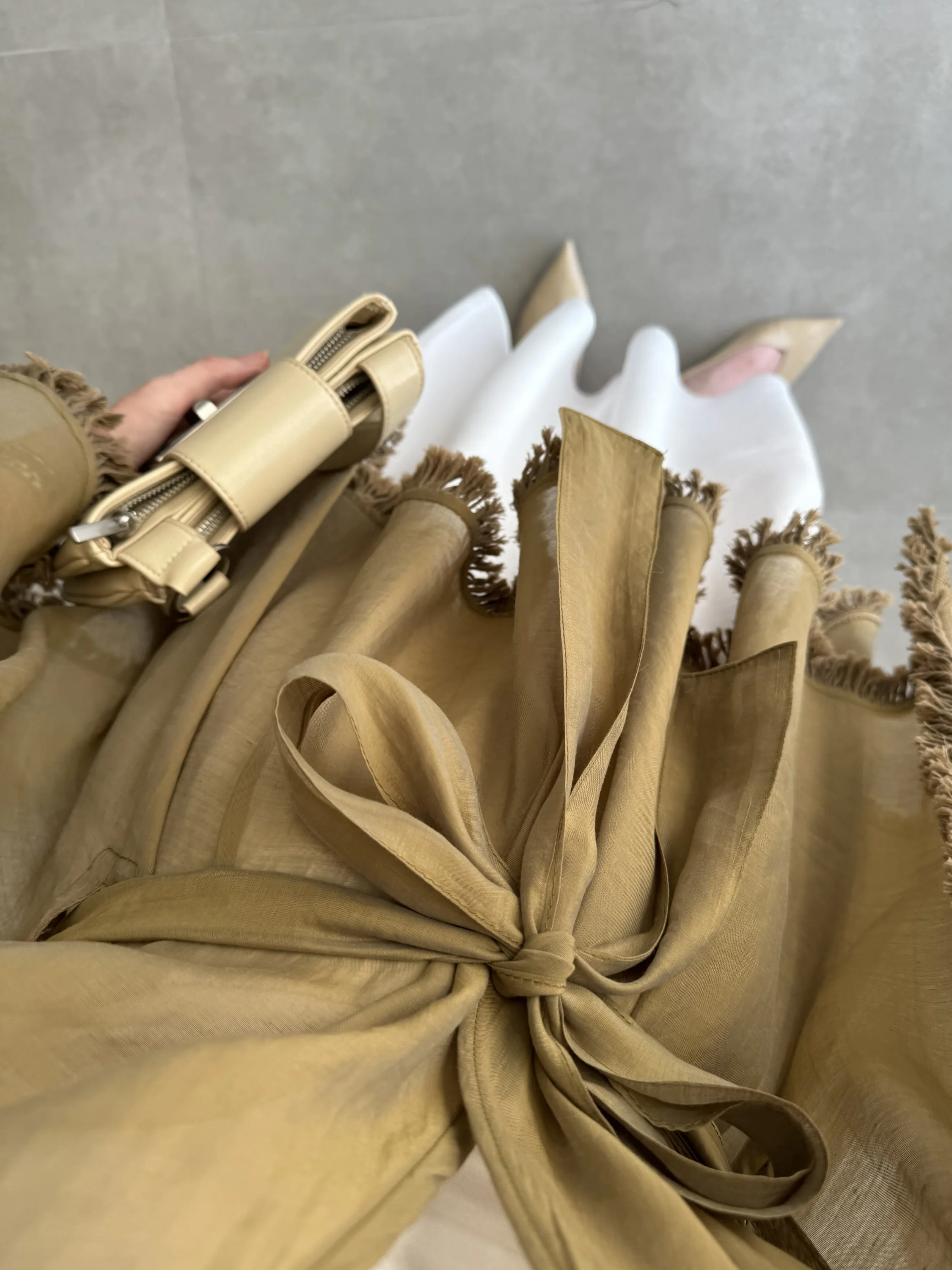 Püsküllü Kuşaklı Olive Kimono