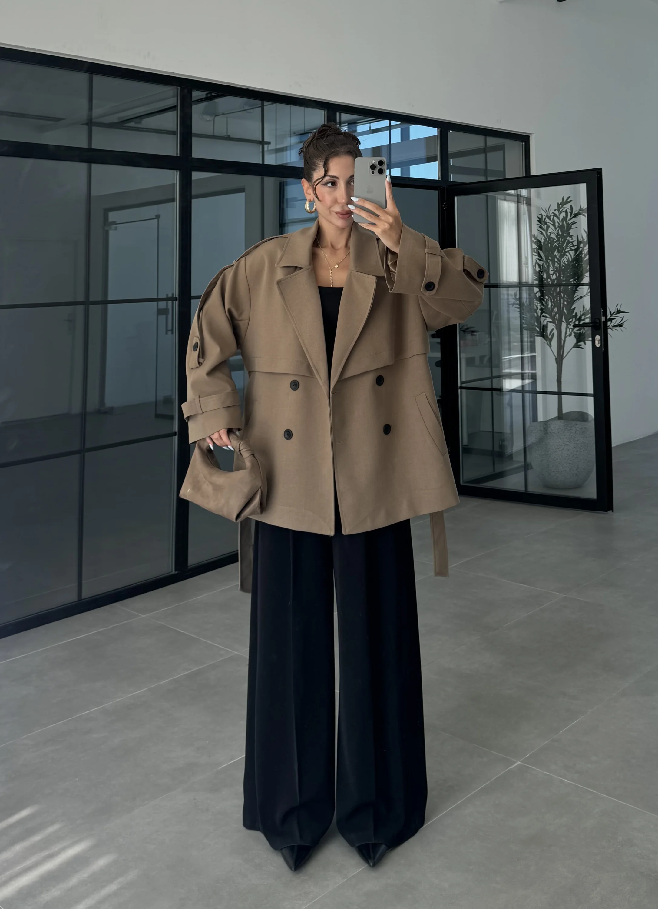 Rose Oversize Kuşaklı Karamel Trençkot