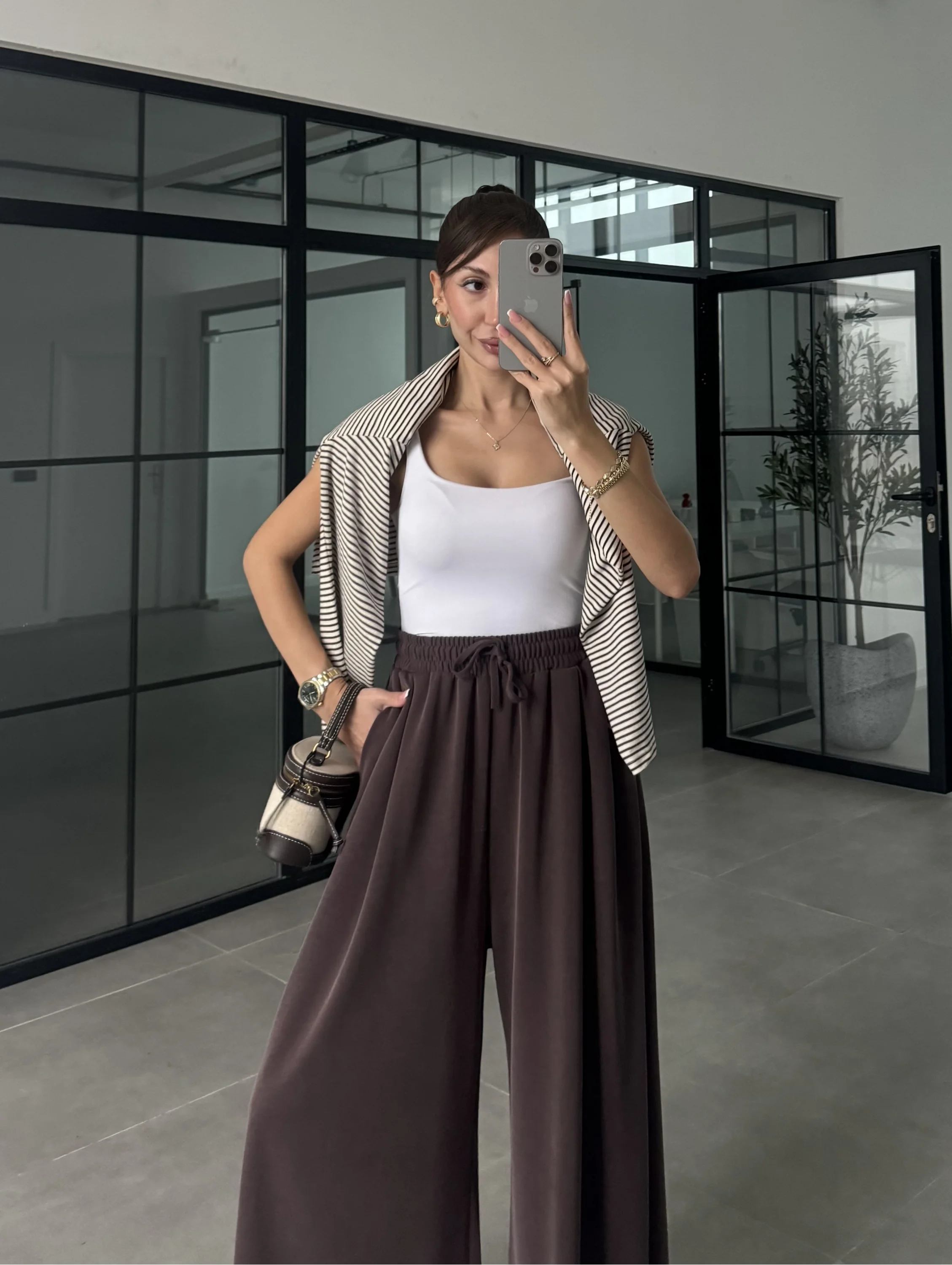 Rovel Modal Kumaş Basic Kahve Pantolon