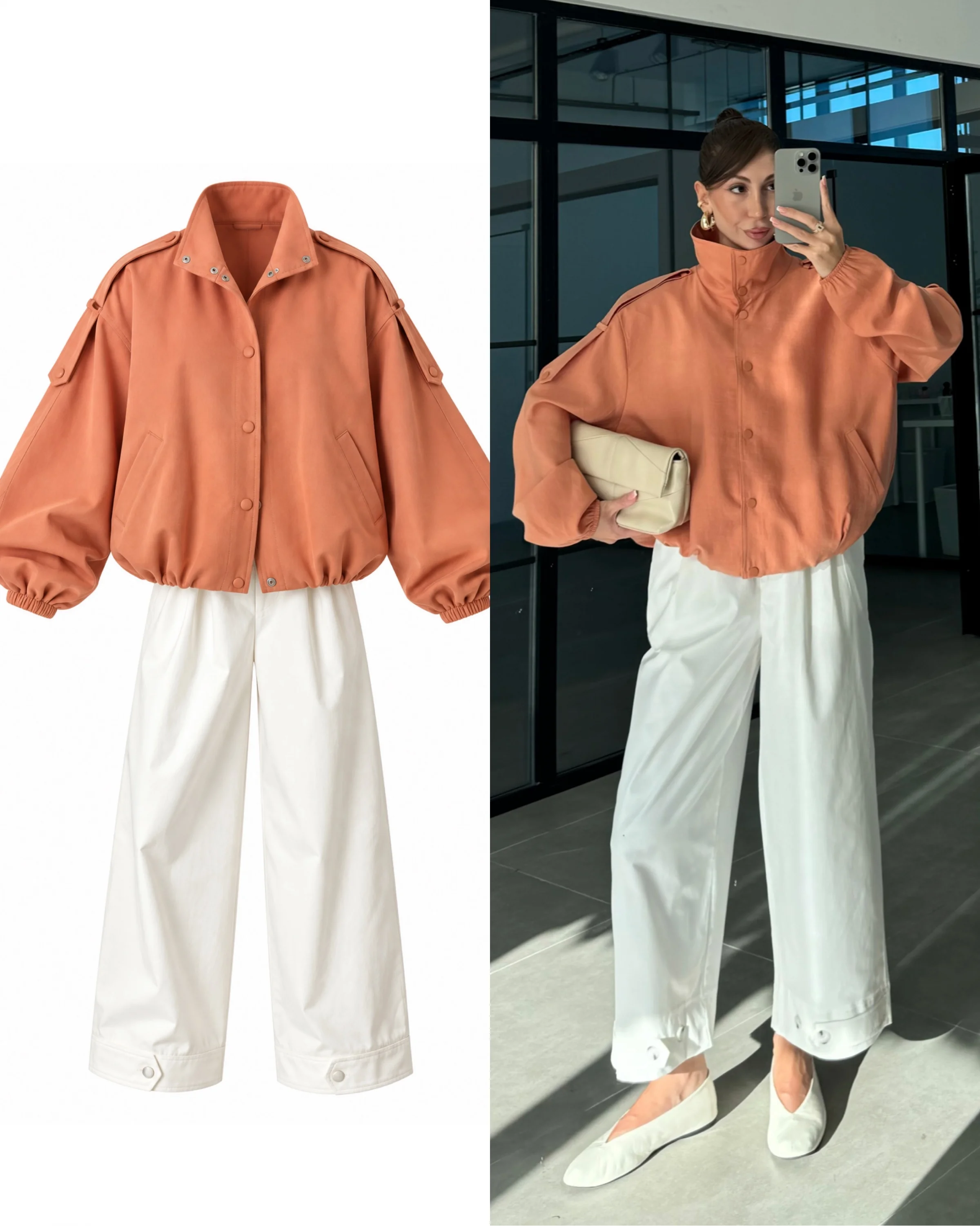 Rovena Dik Yaka Orange Astarlı Ceket
