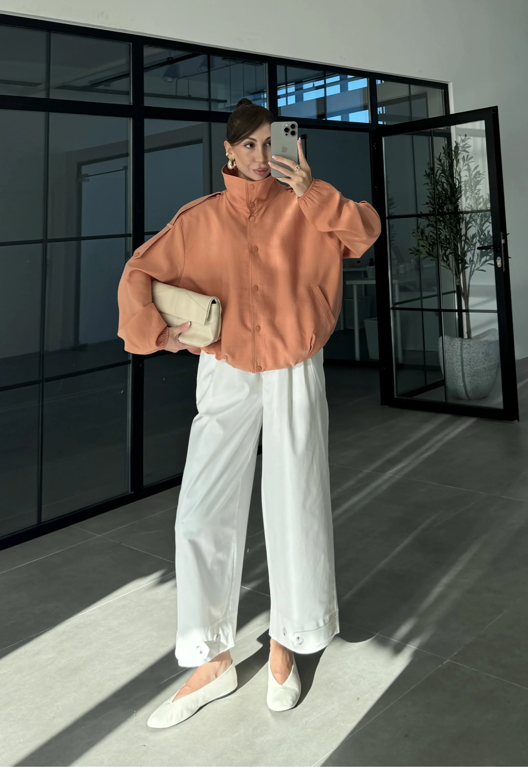 Rovena Dik Yaka Orange Astarlı Ceket