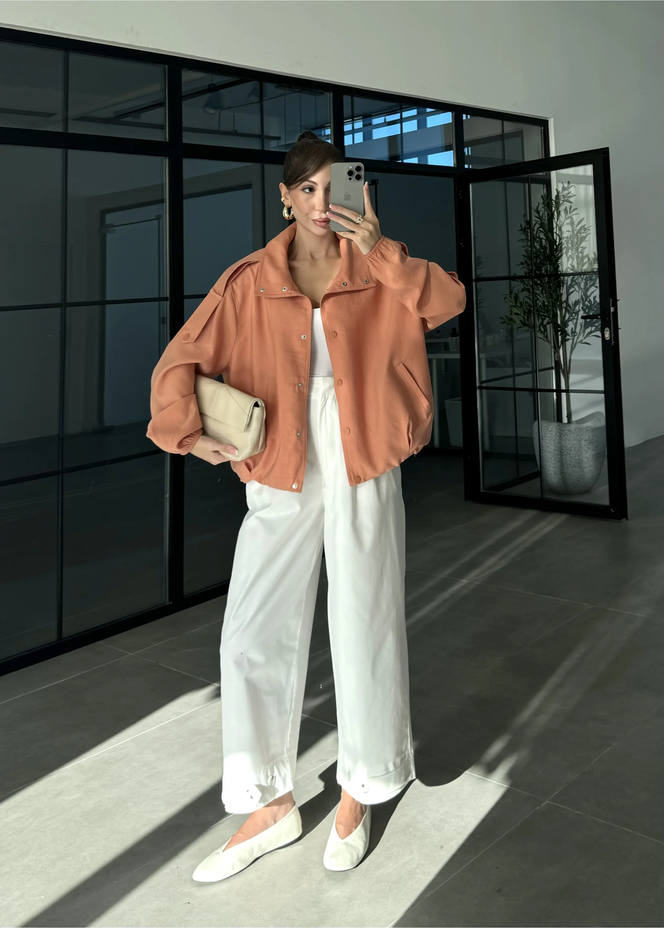 Rovena Dik Yaka Orange Astarlı Ceket