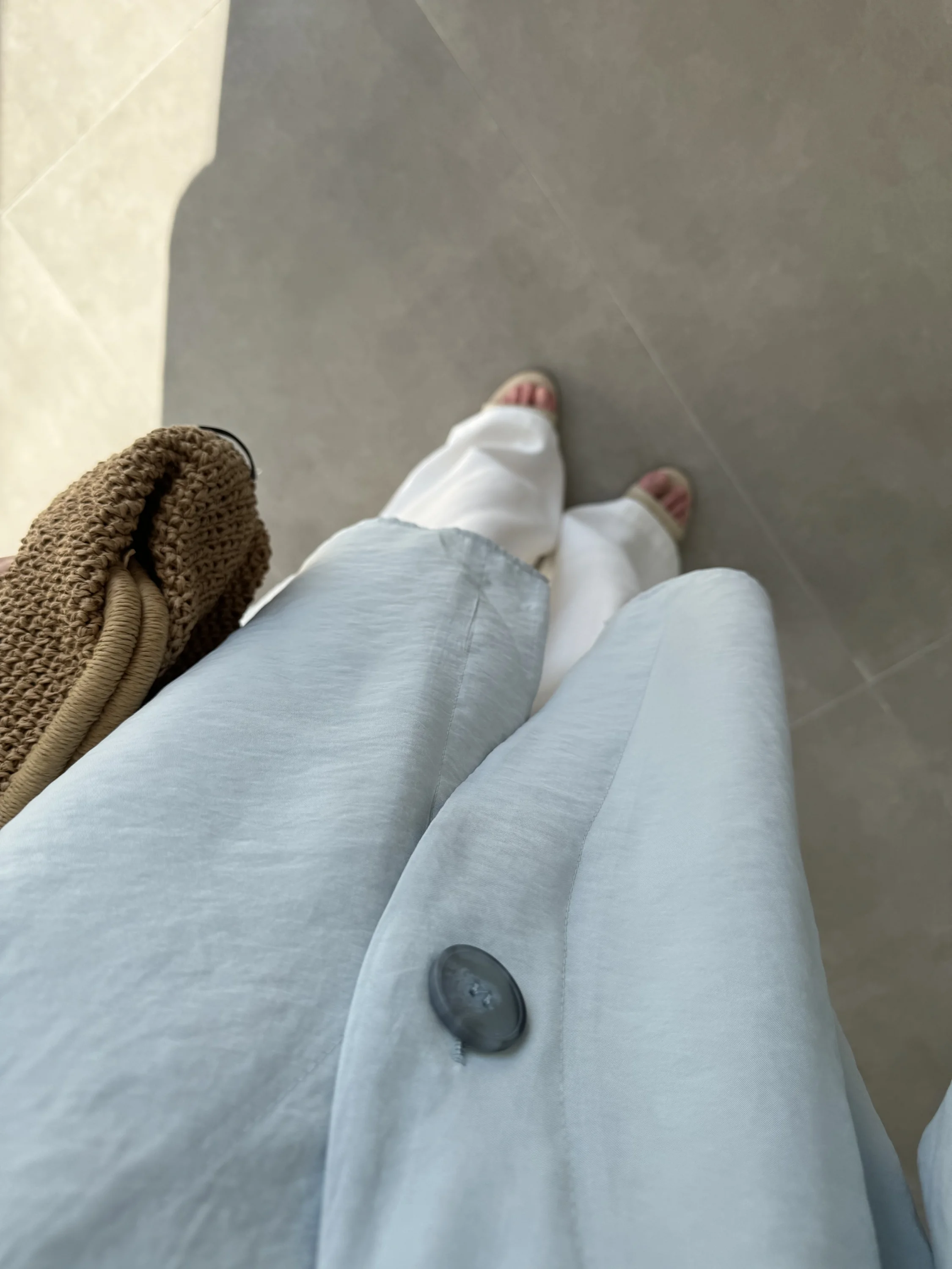 Sofi Tek Düğme Oversize Tensel Bebe Mavi Gömlek