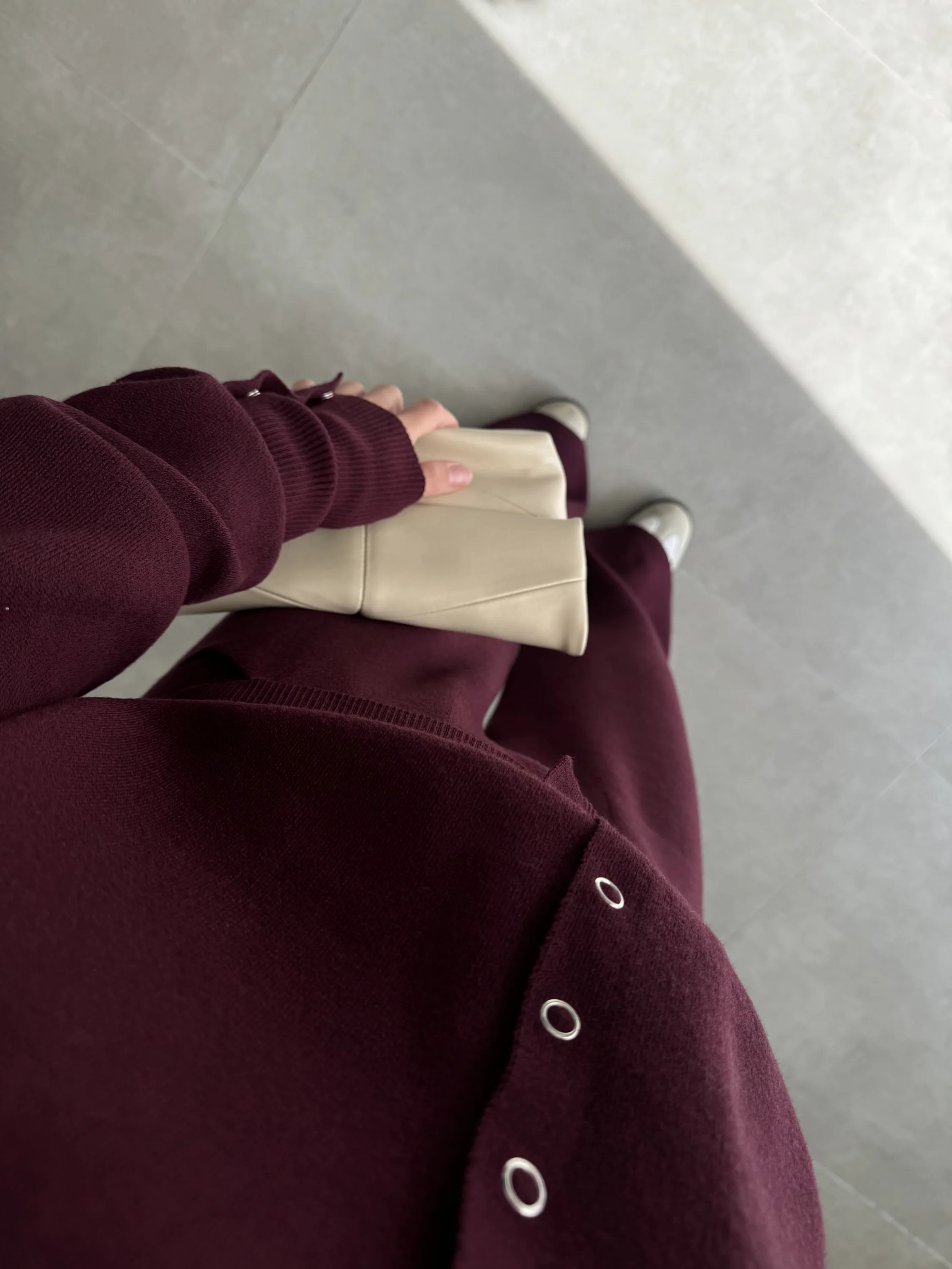 Sonya Çıtçıtlı Bordo Triko Takım