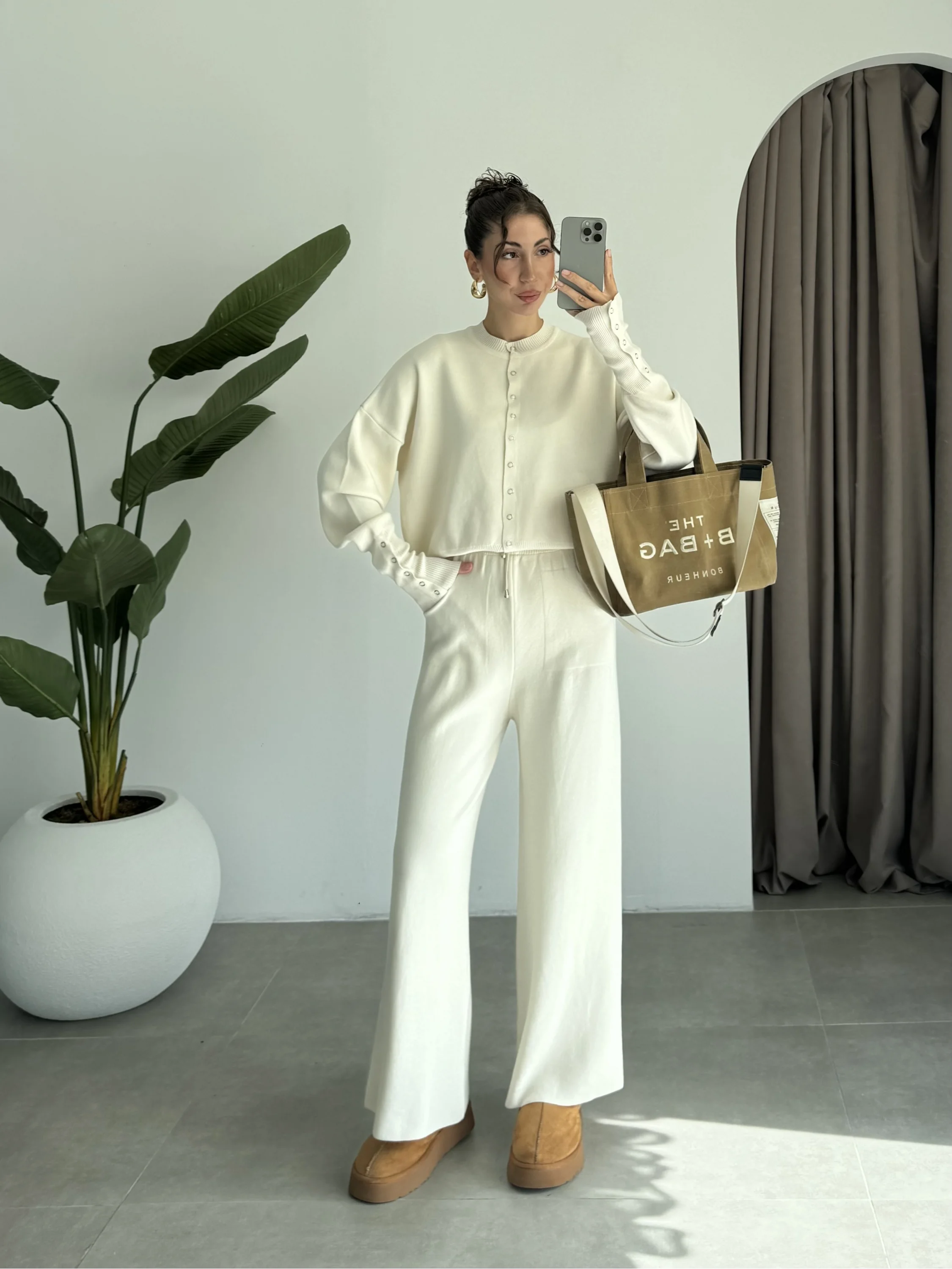 Sonya Çıtçıtlı Ekru Triko Takım
