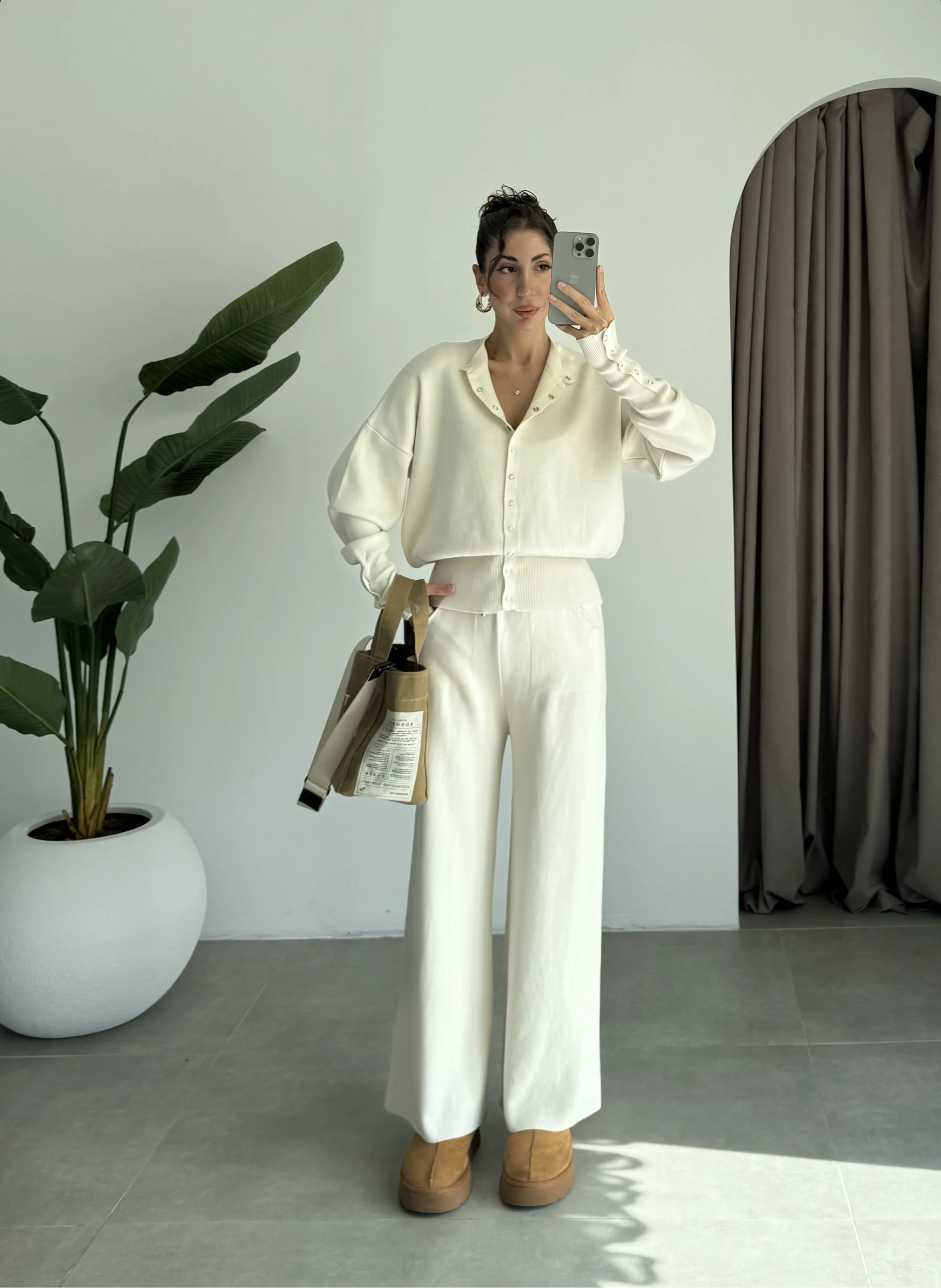 Sonya Çıtçıtlı Ekru Triko Takım
