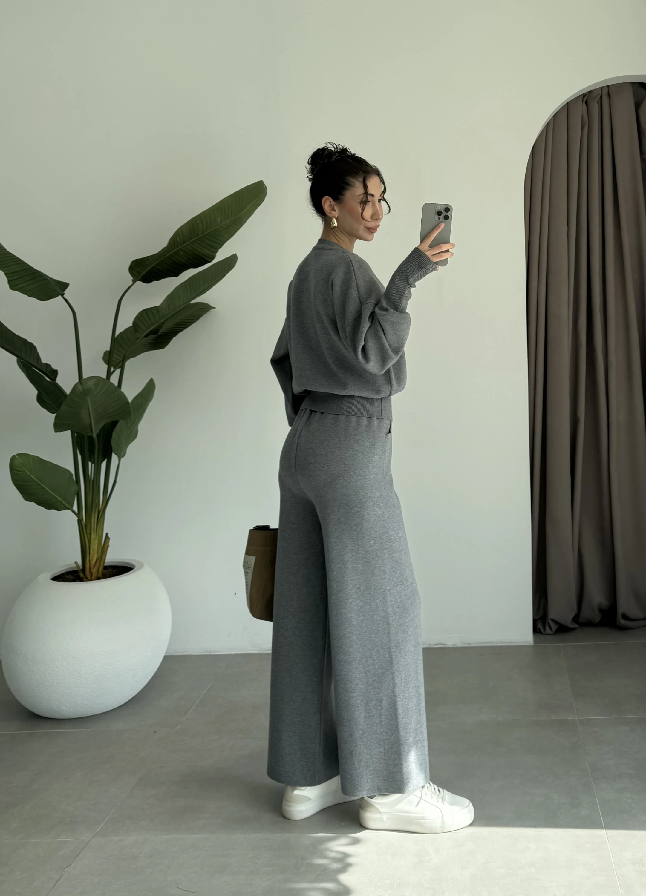 Sonya Çıtçıtlı Gri Triko Takım