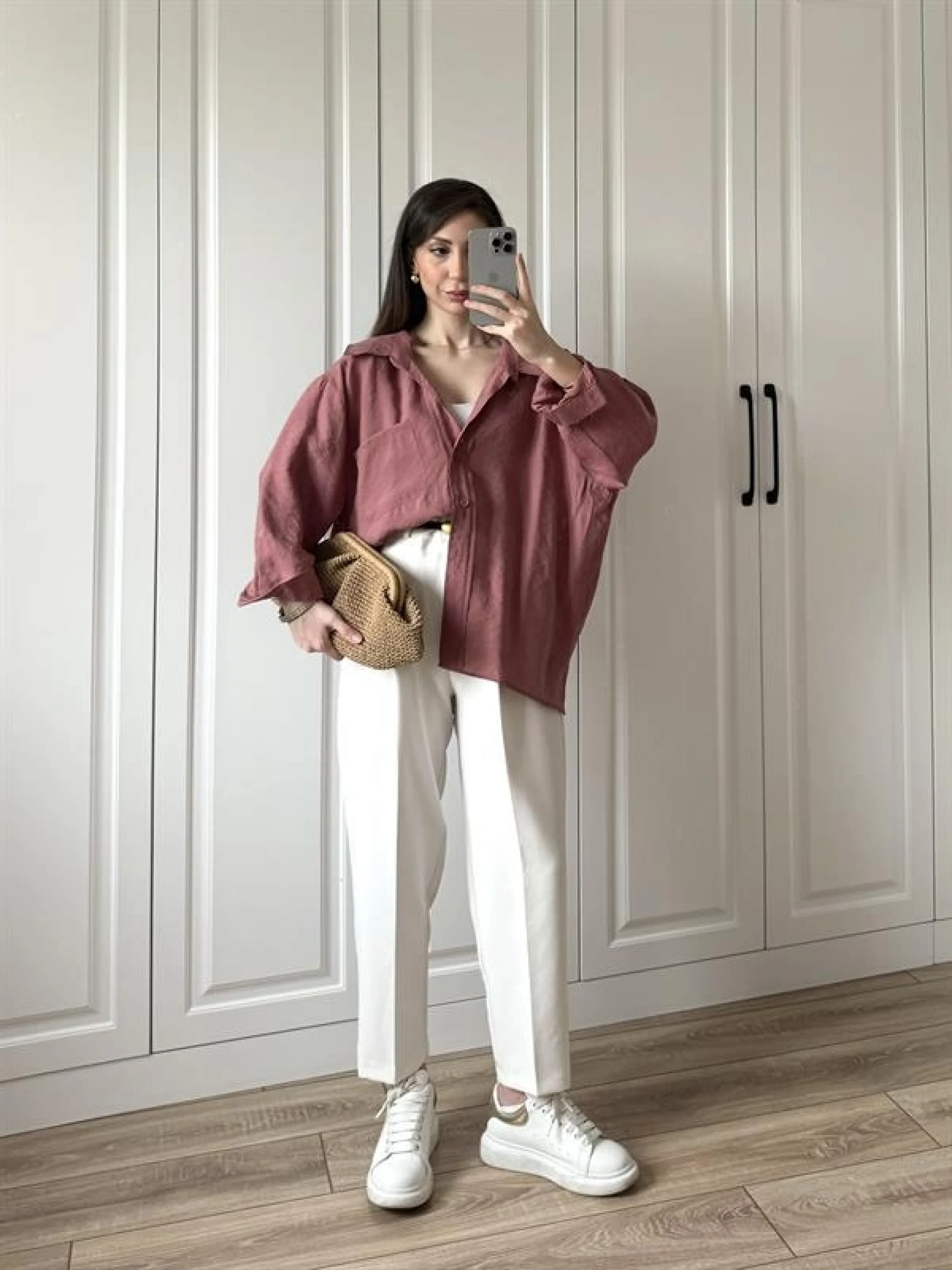 Tarçın Oversize Tensel Gömlek