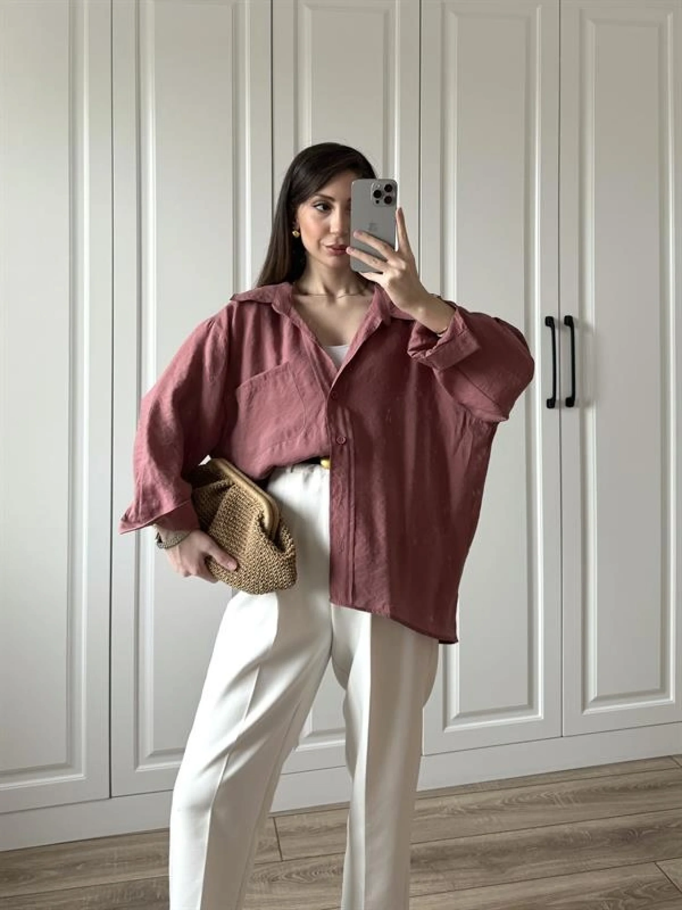 Tarçın Oversize Tensel Gömlek