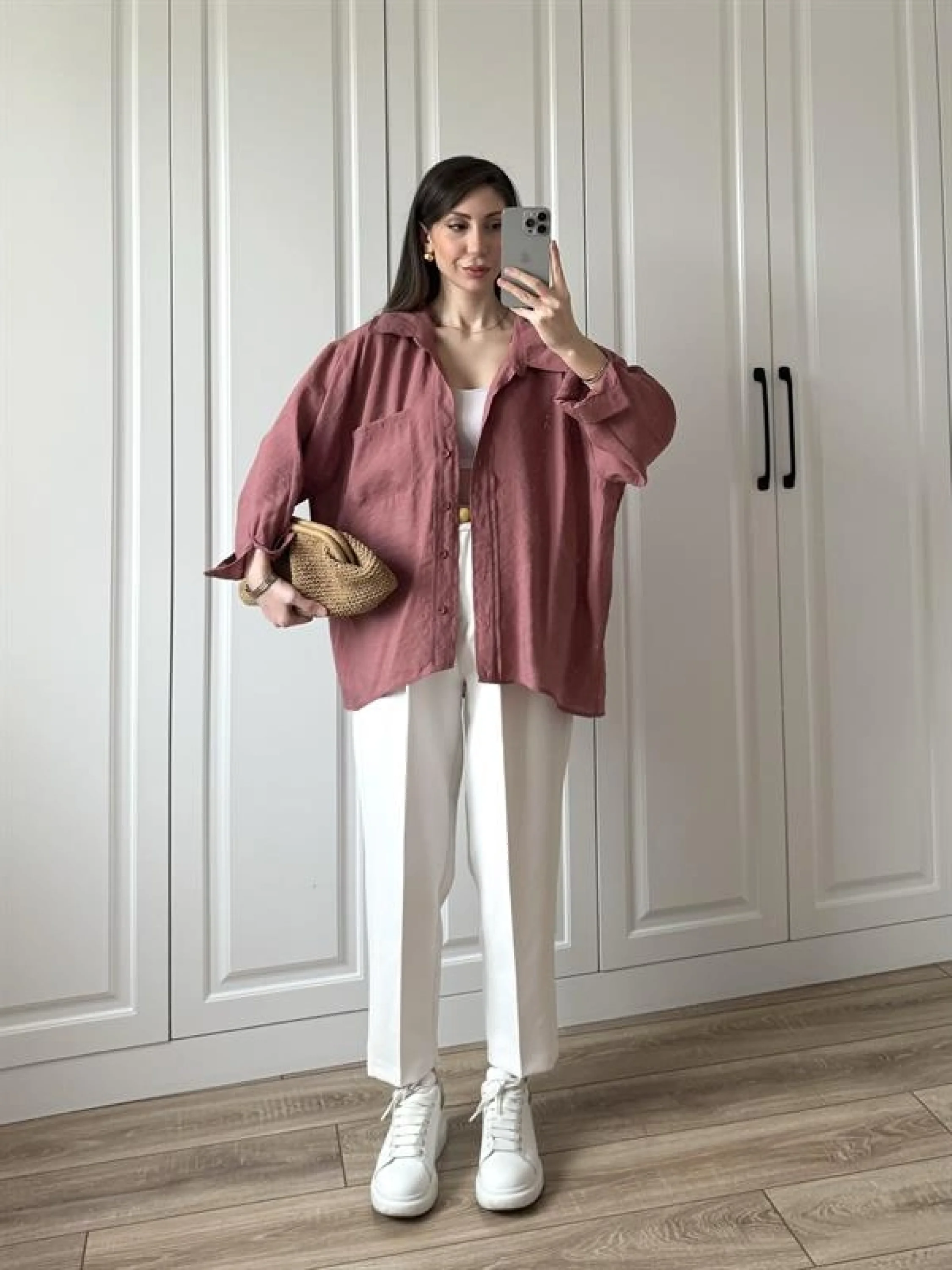 Tarçın Oversize Tensel Gömlek
