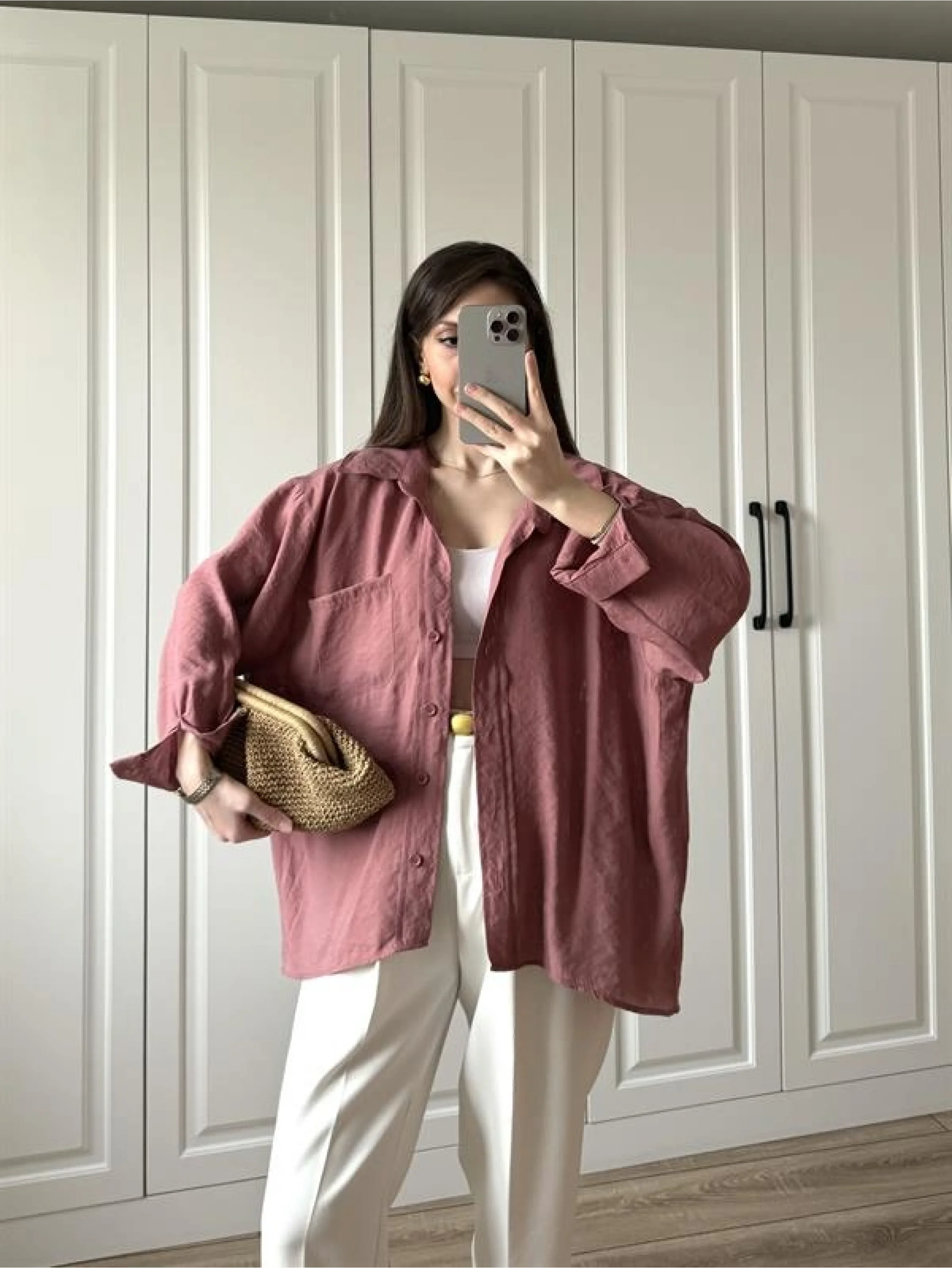 Tarçın Oversize Tensel Gömlek