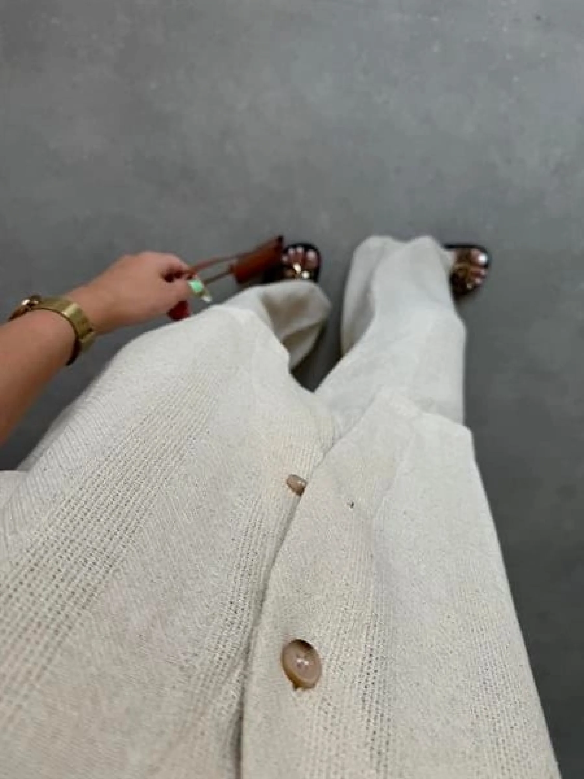 V Yaka Basic Bej Hasır Takım