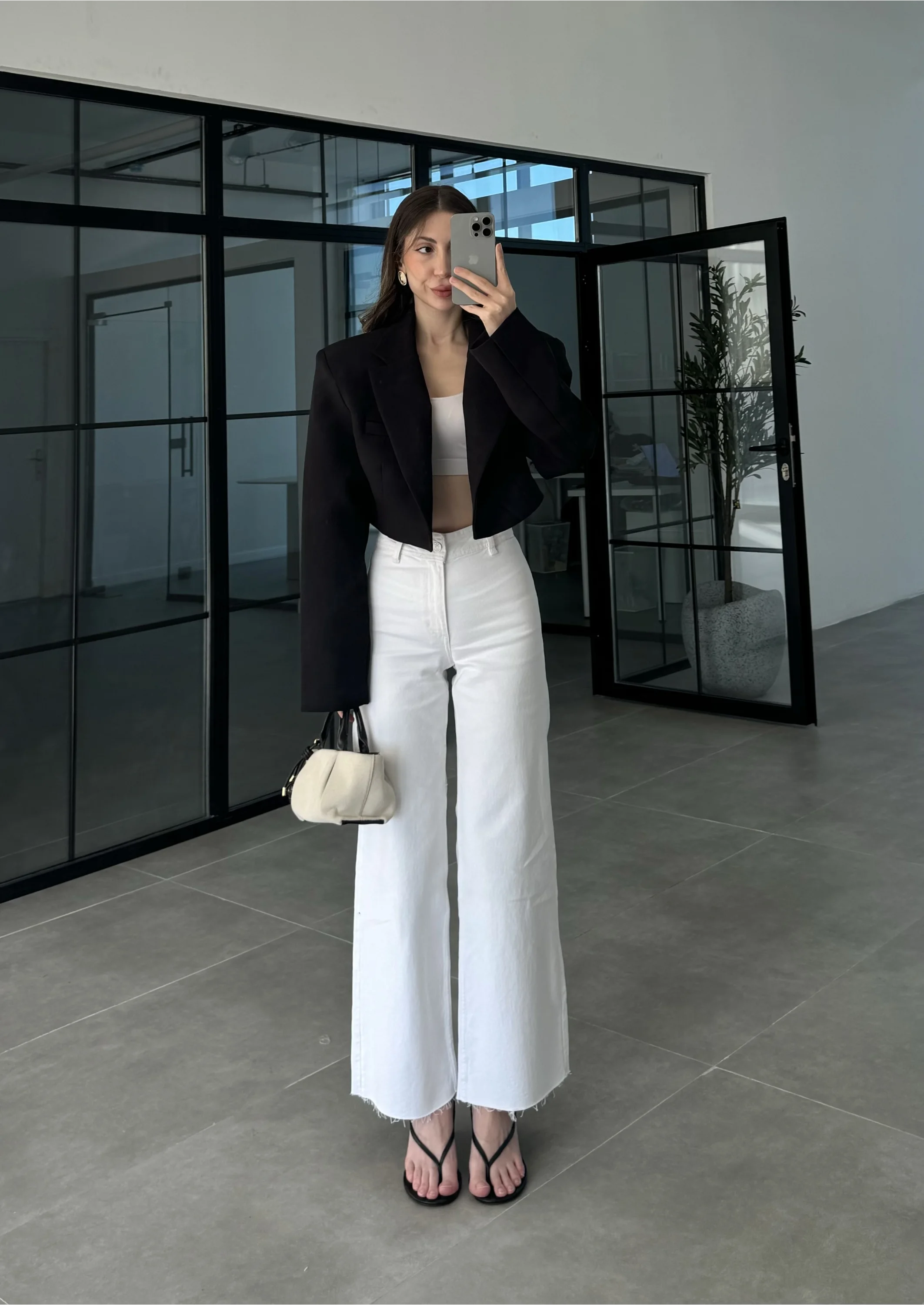 Vatkalı Astarlı Siyah Crop Ceket