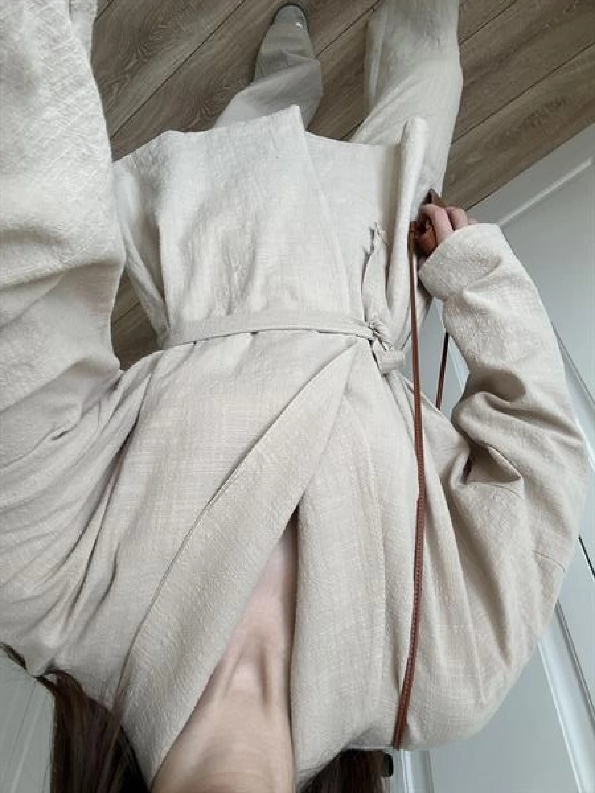 Vool Ham Keten Bej Kimono Takım