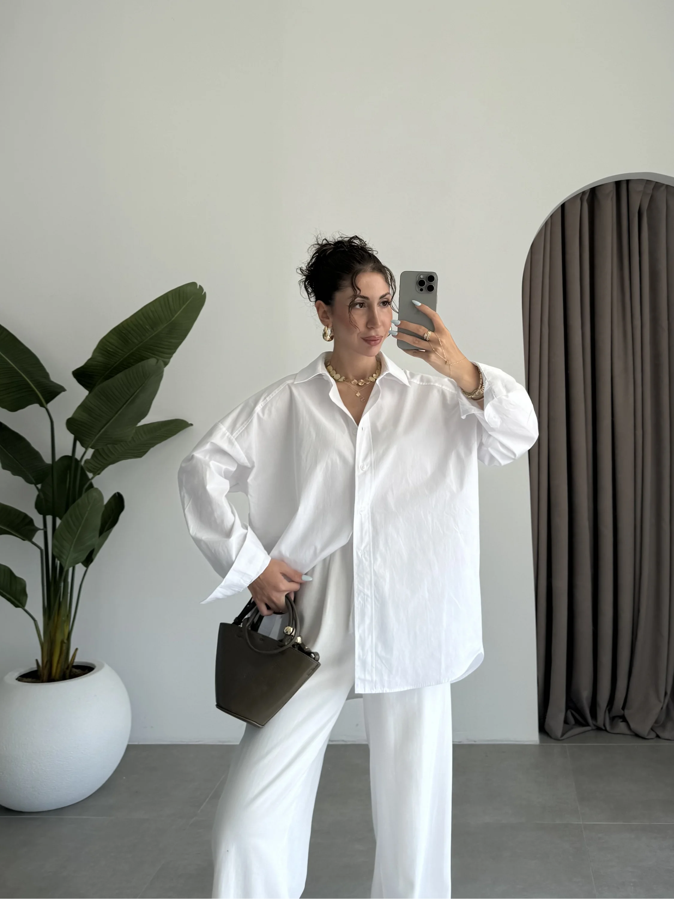 Yale Oversize Poplin Beyaz Gömlek