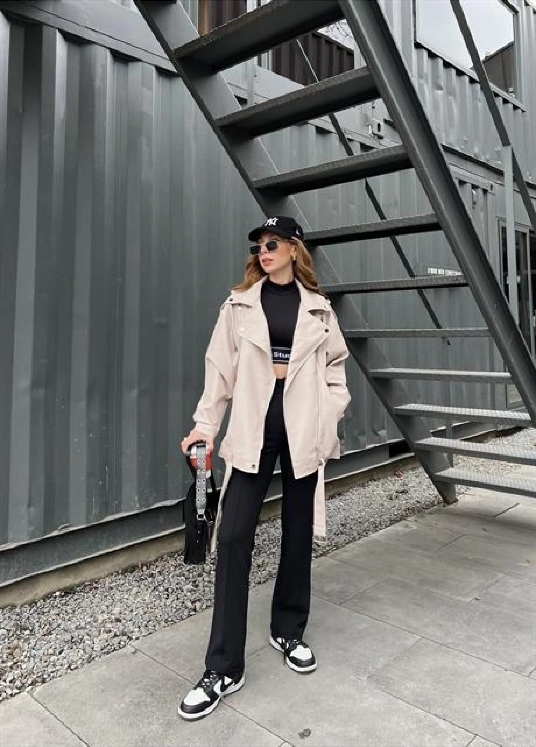 Zara Model Nude Deri Biker Ceket