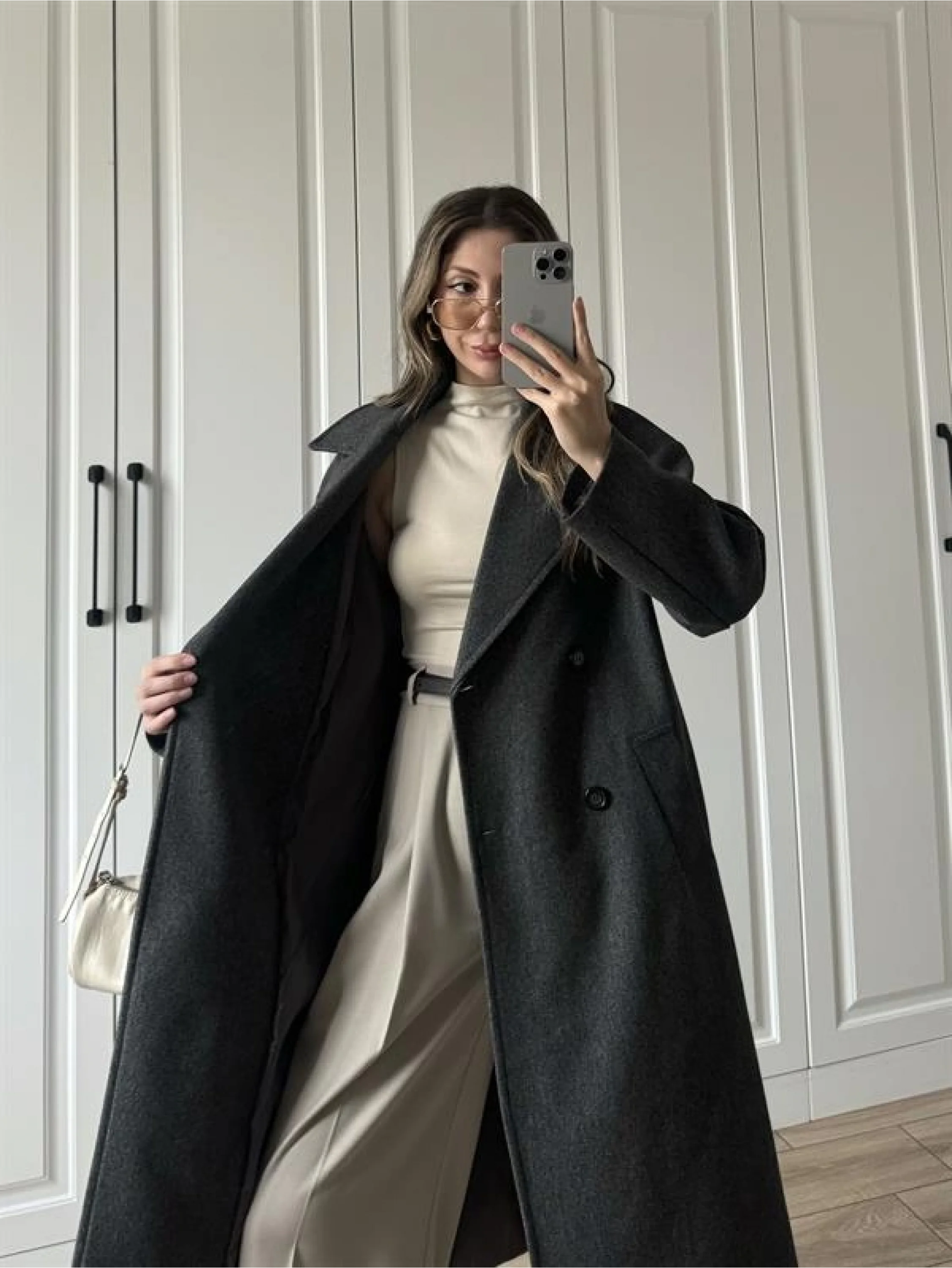 Zr Model Oversize Antrasit Kaşe Kaban