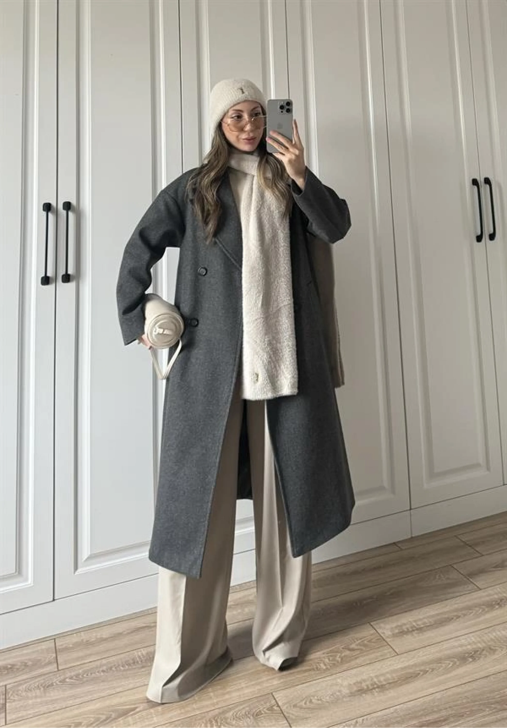 Zr Model Oversize Antrasit Kaşe Kaban