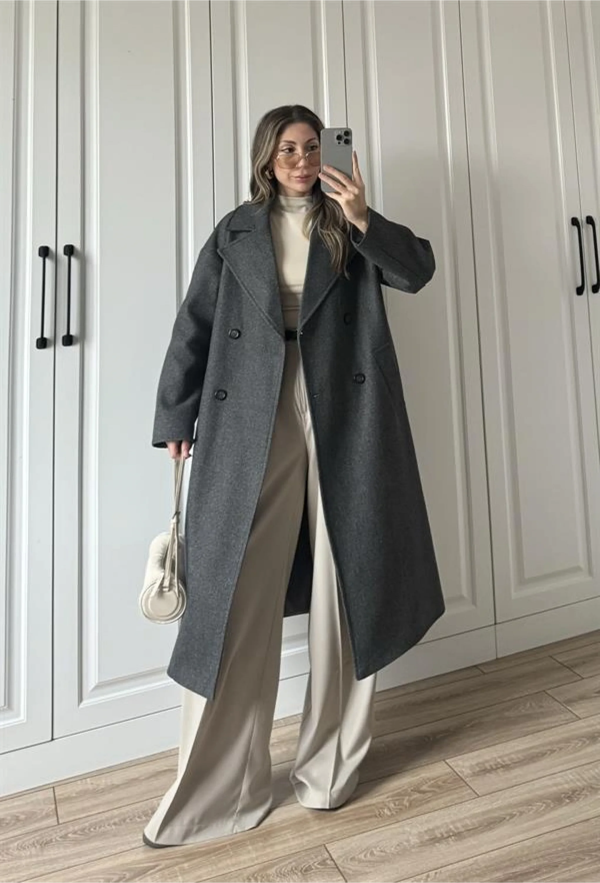Zr Model Oversize Antrasit Kaşe Kaban