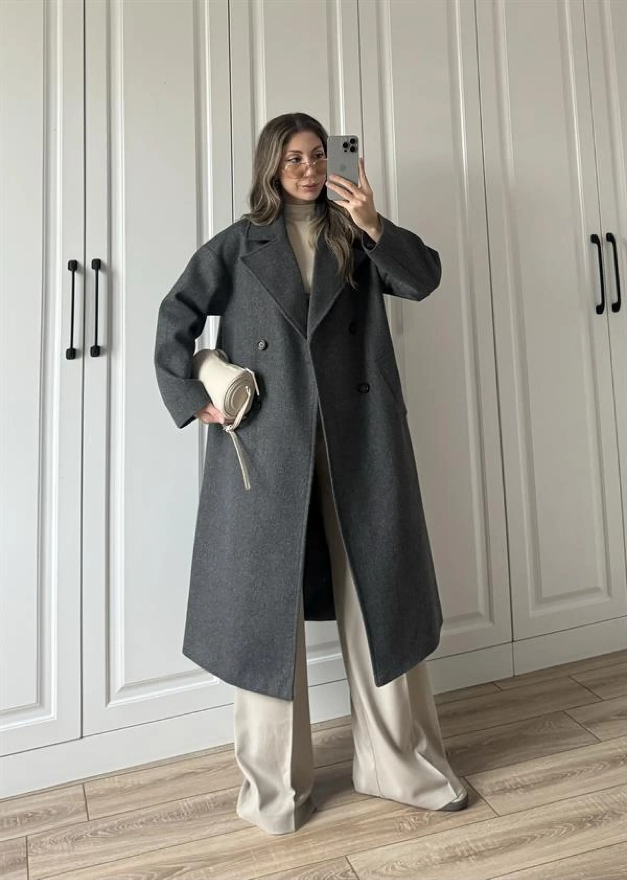 Zr Model Oversize Antrasit Kaşe Kaban