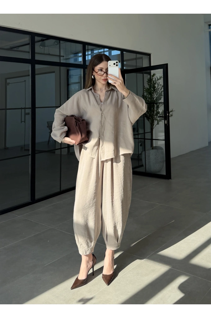 Tensel Oversize Vizon Şalvar Takım