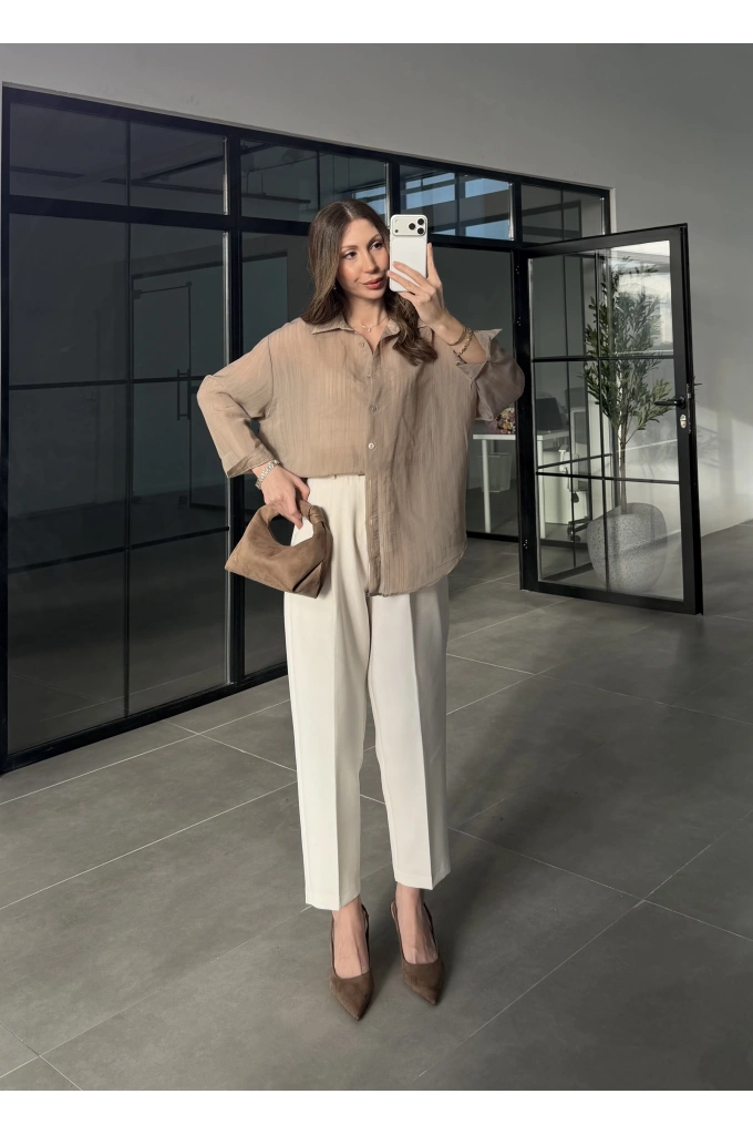 Oversize Transparan Vizon Gömlek