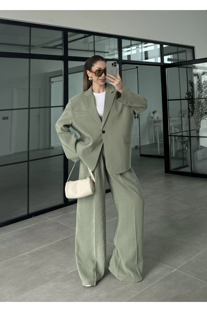 Perla Premium Astralı Çağla Yeşili Ceket Takım