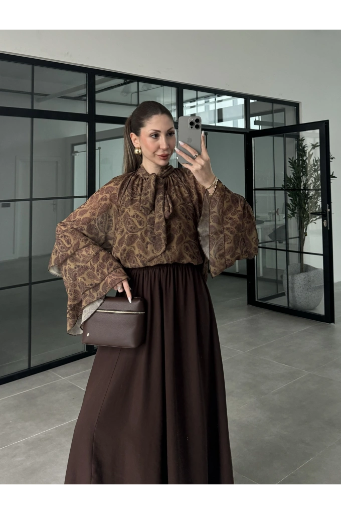 Rora Vintage Önü Bağlamalı Şifon Bluz