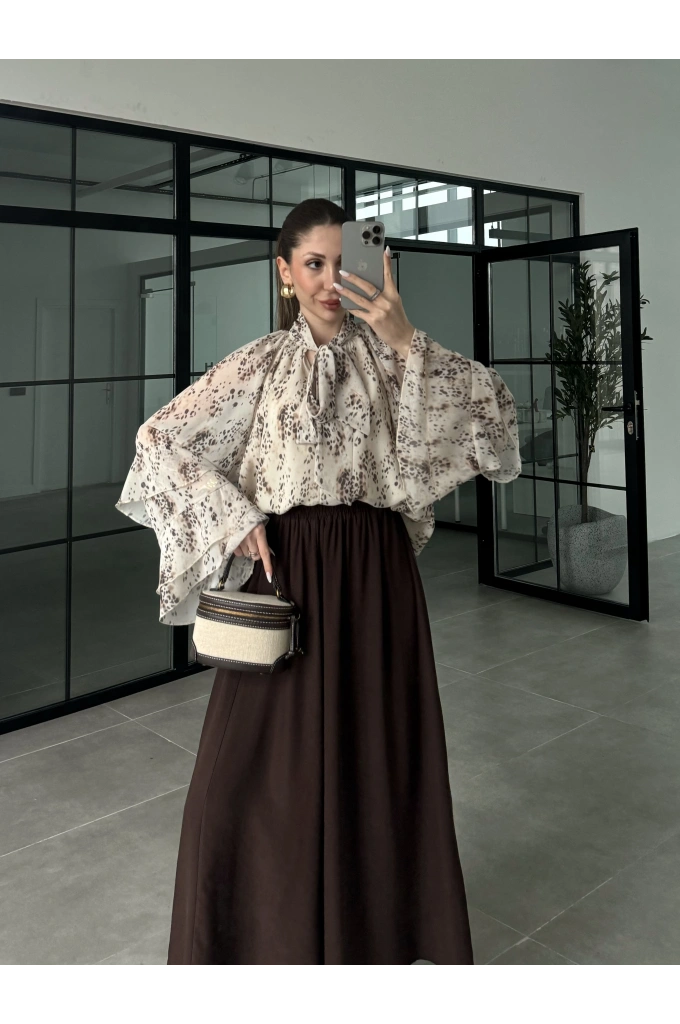 Serena Vintage Önü Bağlamalı Şifon Bluz