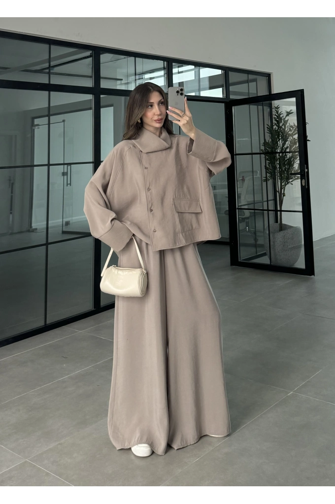 Tek Cepli Şal Yaka Vizon Tensel Takım