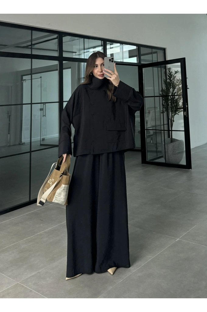 Tek Cepli Şal Yaka Siyah Tensel Takım