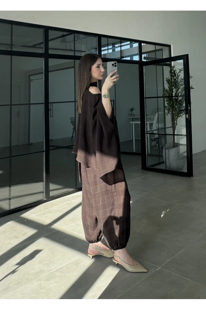 Pançolu İkili Kahve Şalvar Takım