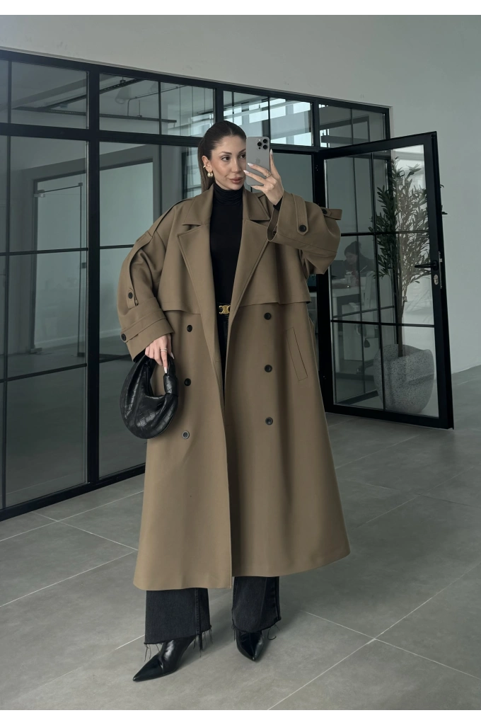 Voi Premium Yüksek Kalite Astarlı Karamel Trençkot