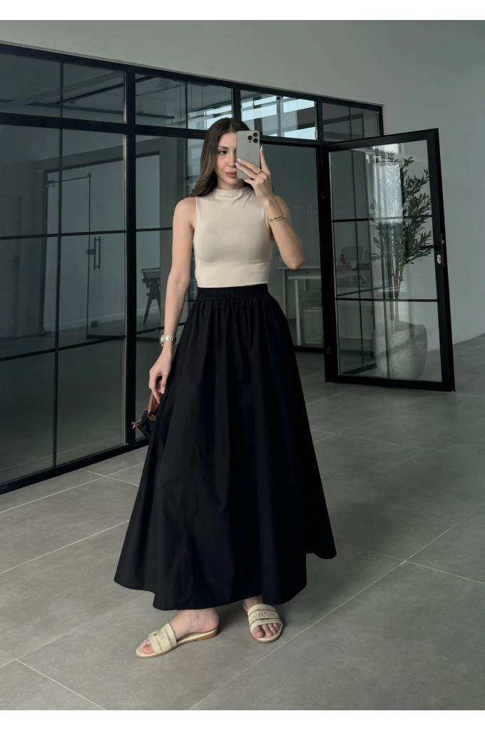 Poplin Kumaş Premium Siyah Etek