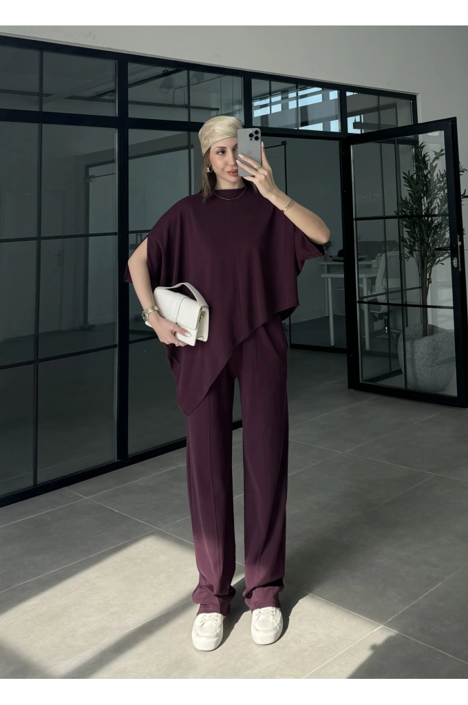 Çapraz Kesim Bordo Basic Takım