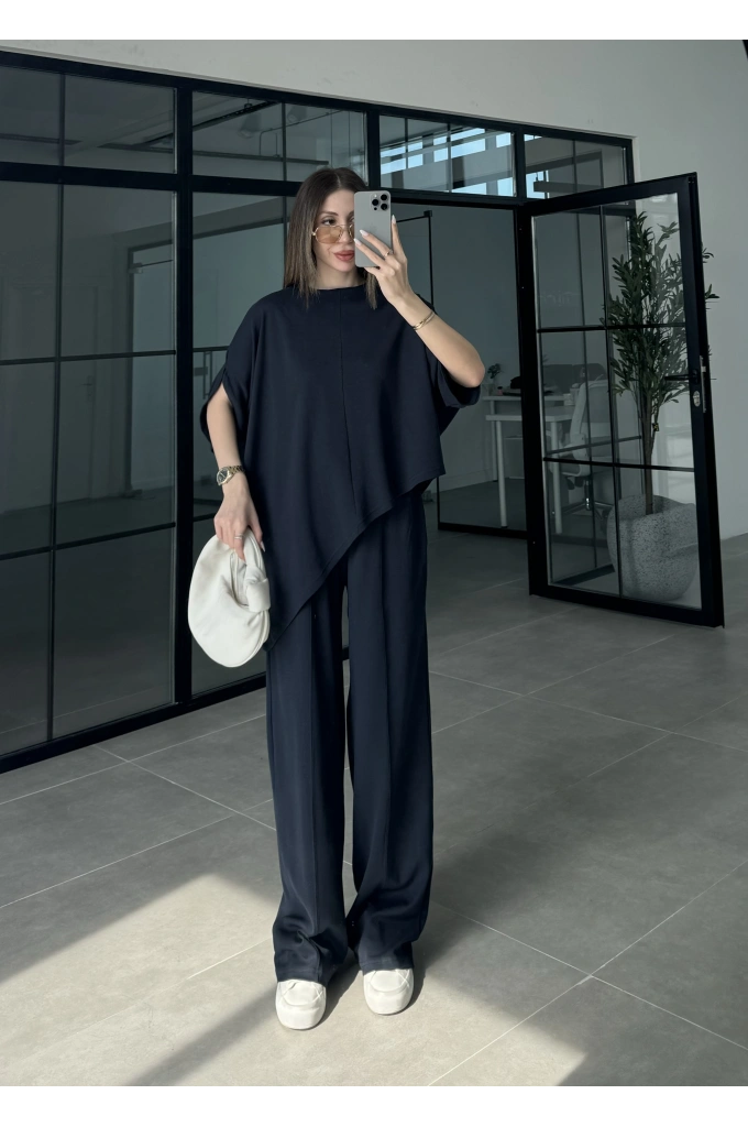 Çapraz Kesim Lacivert Basic Takım