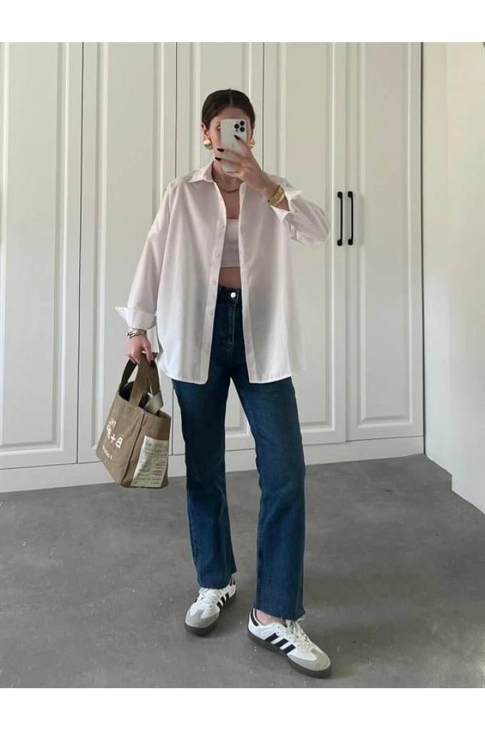 Beyaz Basic Poplin Gömlek