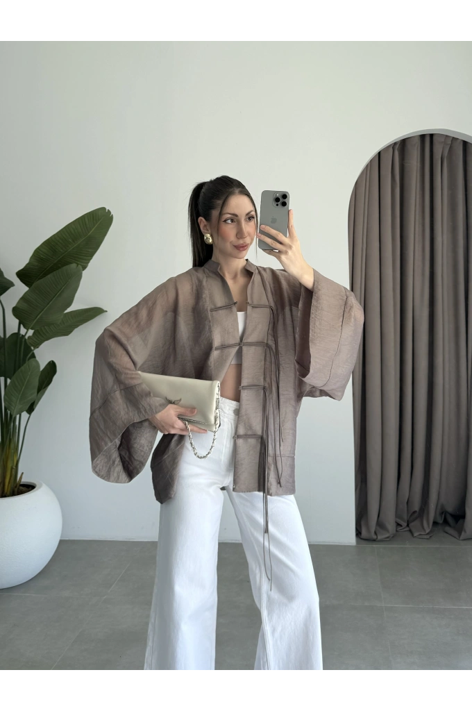 Çin Düğmeli Bronz Gömlek Kimono