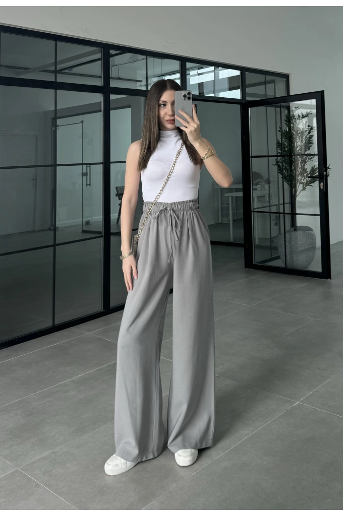 Dania Premium Gri Tensel Palazzo Pantolon