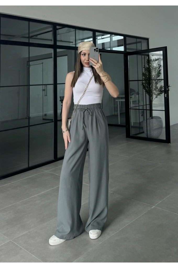 Dania Premium Haki Tensel Palazzo Pantolon